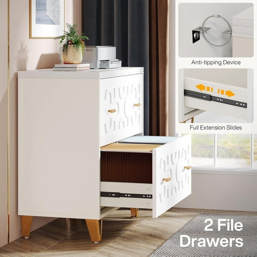 Aurora Luxe White & Gold Lateral Filing Console