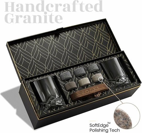 Crystal Whiskey Glass and Granite Stone Gift Set – Connoisseur Collection