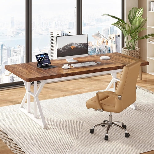 Grand Wooden Executive Workstation Desk