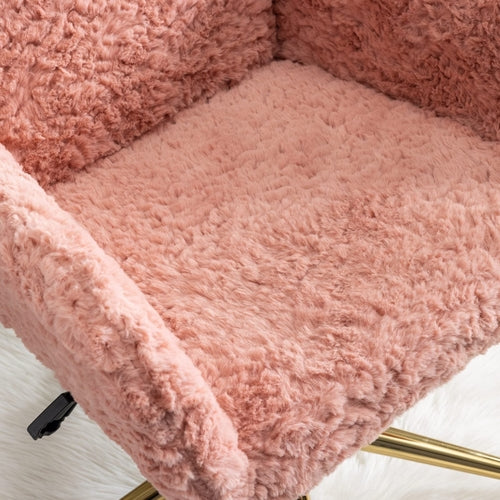 Aurella Faux Fur Desk Chair – Pink Gold Edition