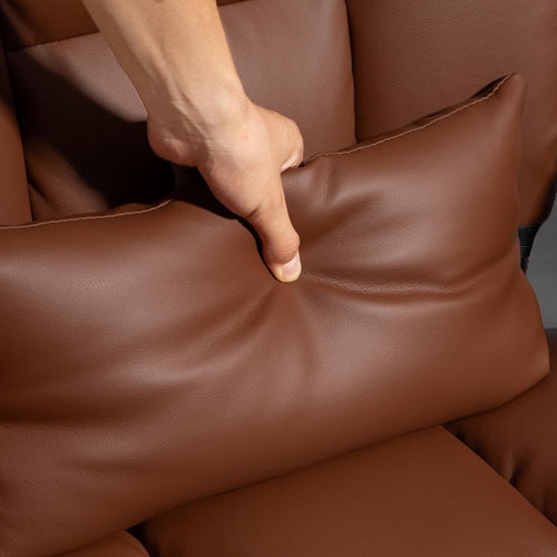 Brown Leather High-Back Reclining Executive Chair with Footrest