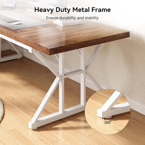 Grand Wooden Executive Workstation Desk