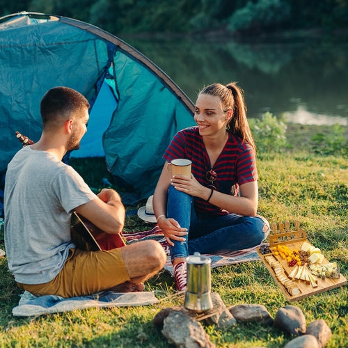 Bamboo Cheese Board with Removable Knife Holder and Four-Piece Set