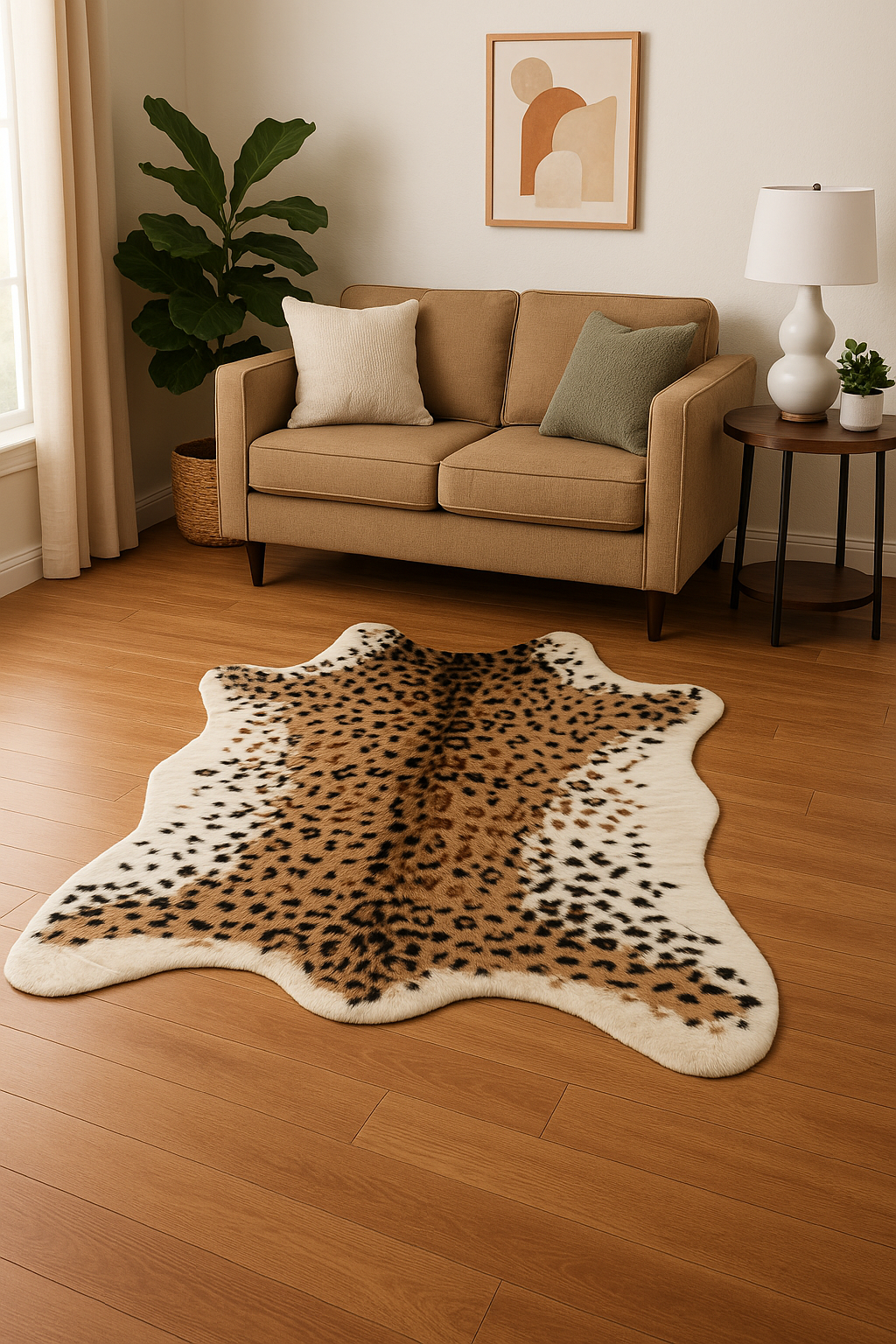 Leopard Print Faux Hide Area Rug