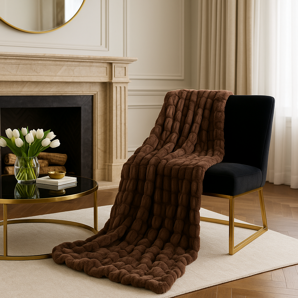 Brown Plush Pelt Faux Fur Luxury Throw Blanket
