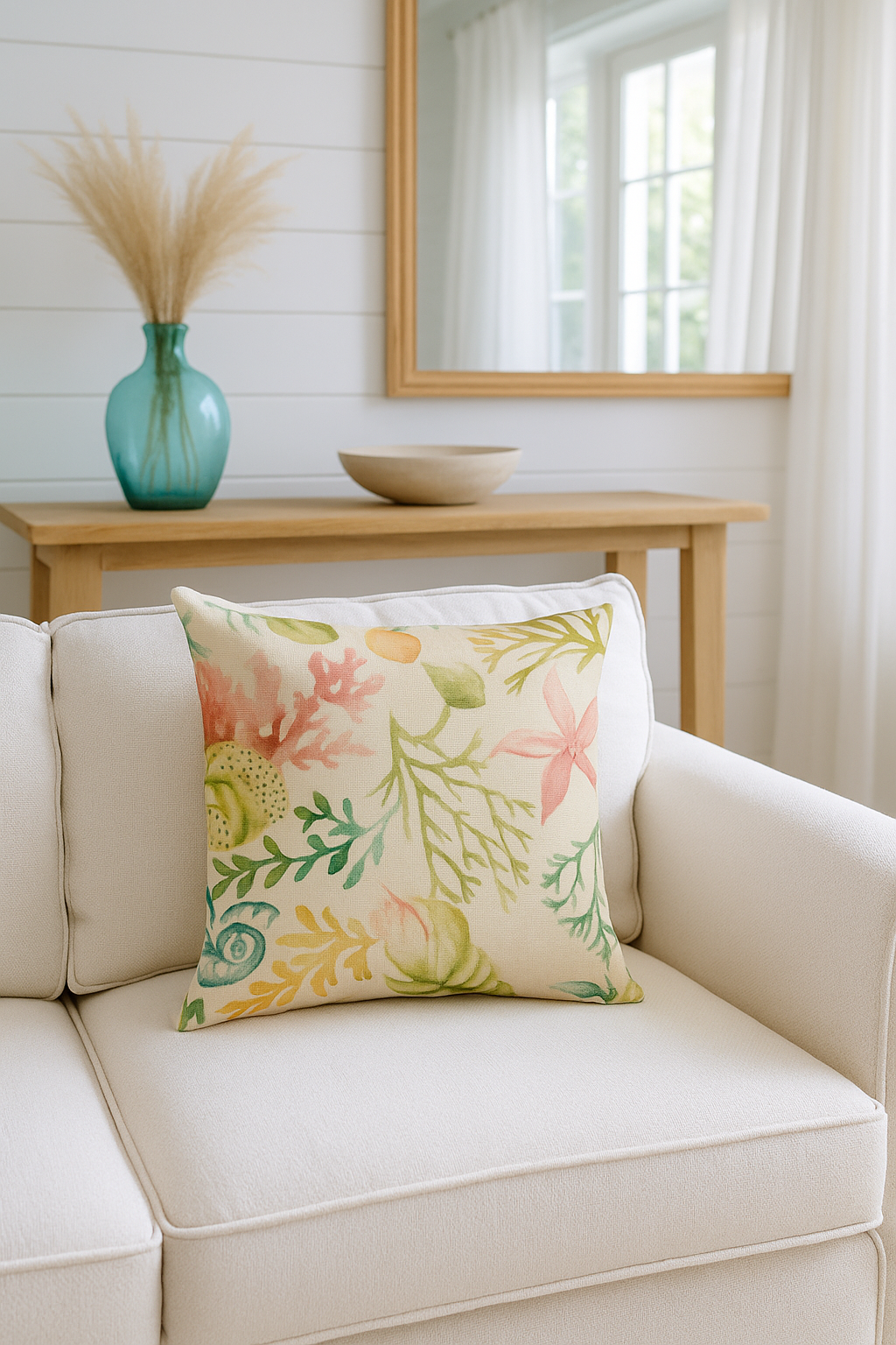Under the Sea Floral Luxury Throw Pillow
