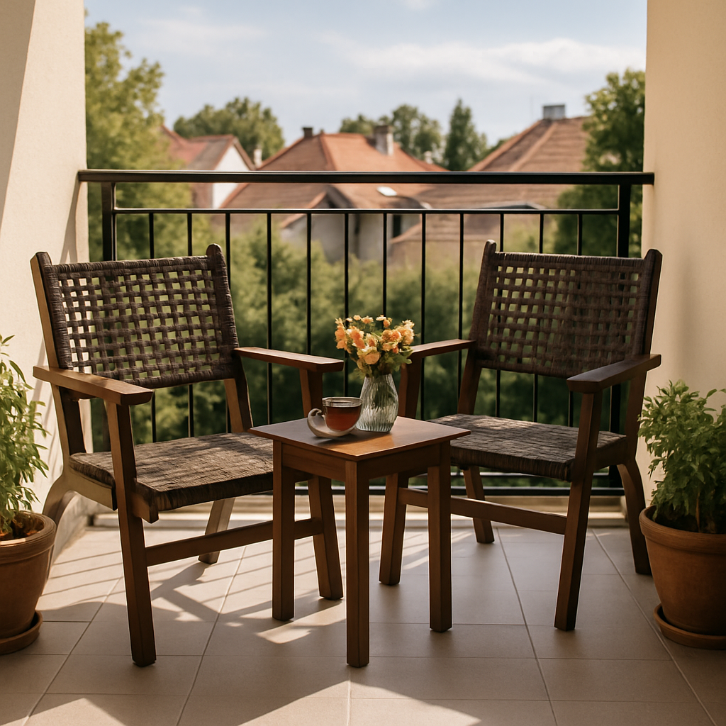 Sundara 3-Piece Wood & Rattan Outdoor Conversation Set