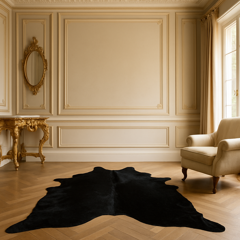 Natural Black Brindled Cowhide Rug