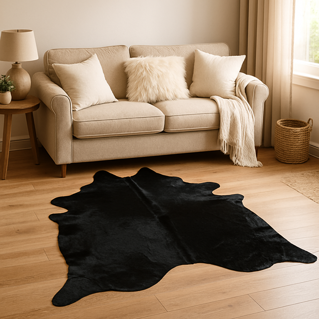 Natural Black Brindled Cowhide Rug