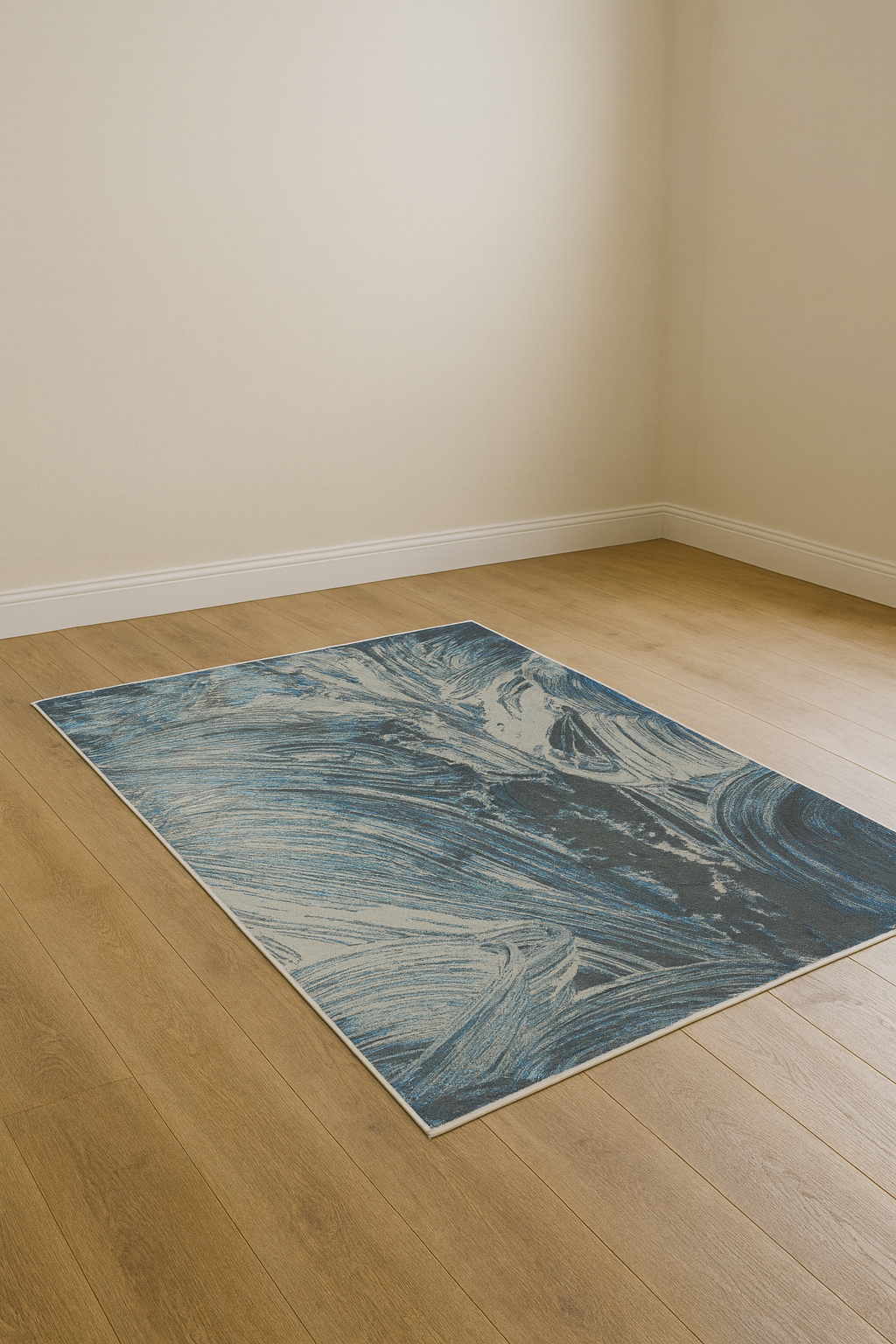 Silver and Blue Textured Area Rug