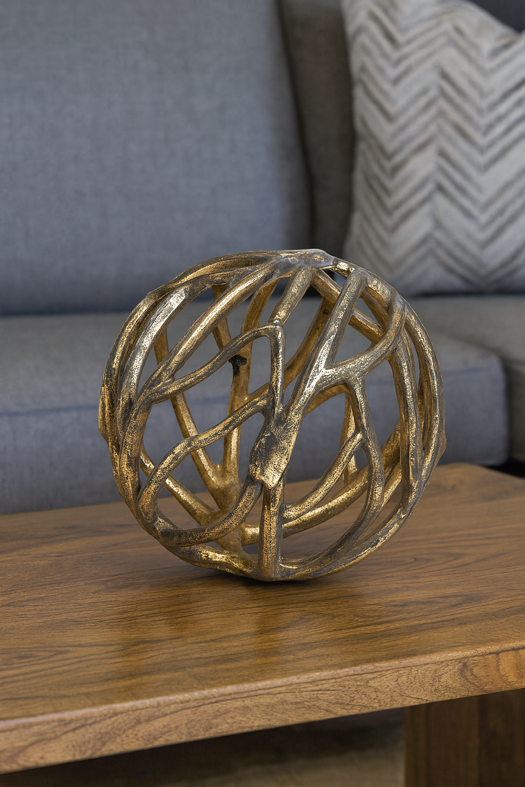 Petite Gold Tree Branch Orb Sculpture