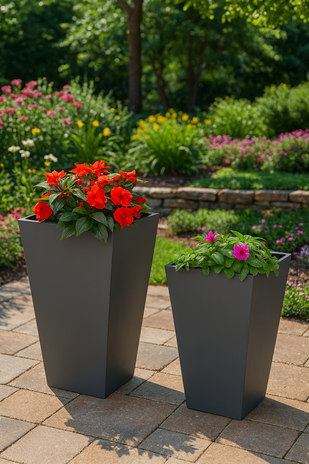 Slate Arc Modern Planter Duo