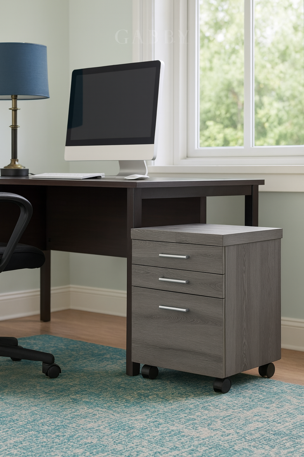 Dark Taupe Locking 3-Drawer Mobile File Cabinet