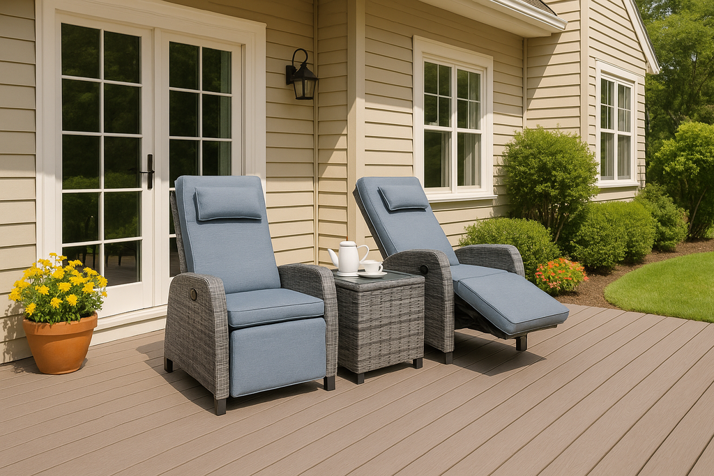 Adjustable Rattan Lounge Set with Coffee Table 2-Person