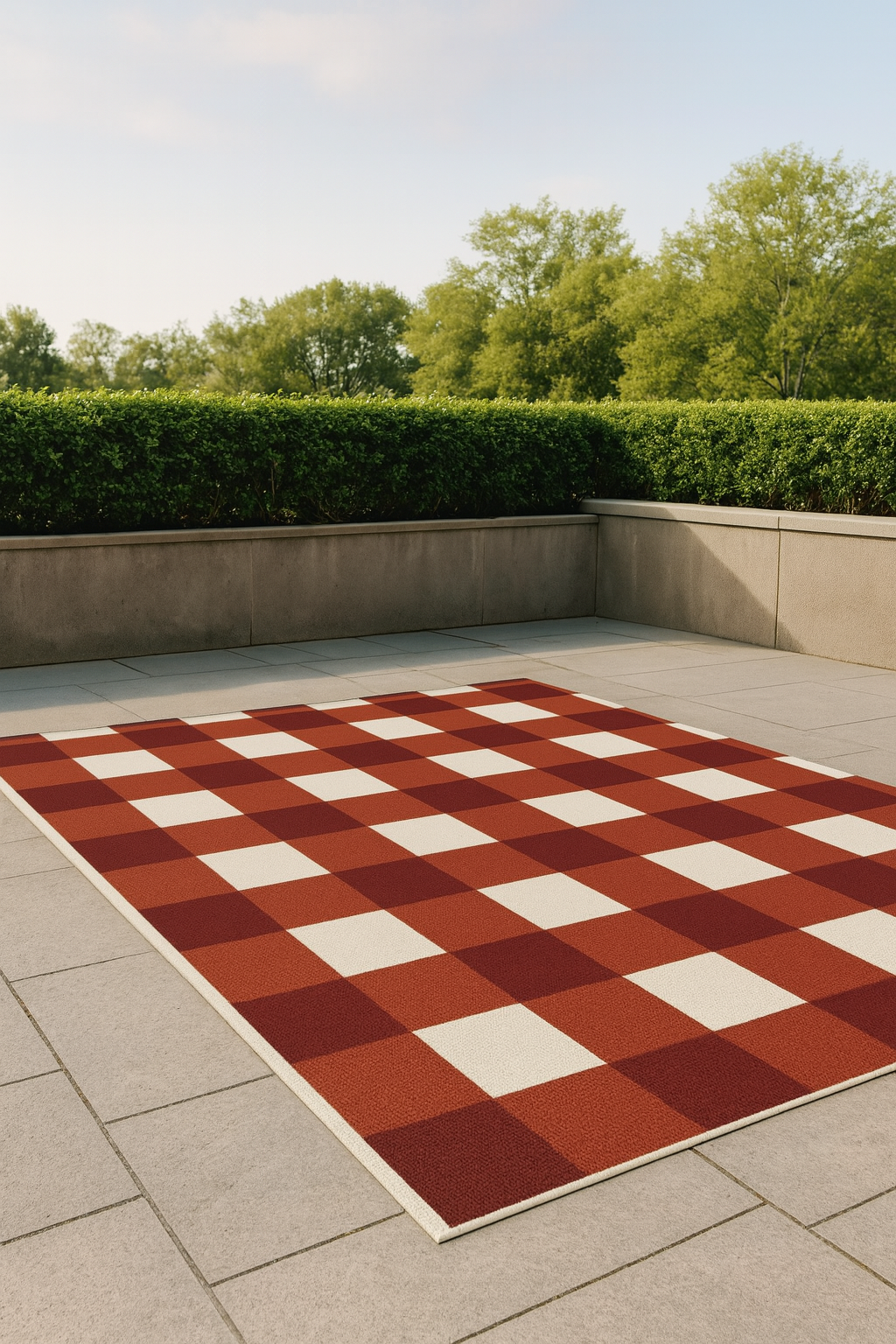 Gingham Plaid Outdoor Rug