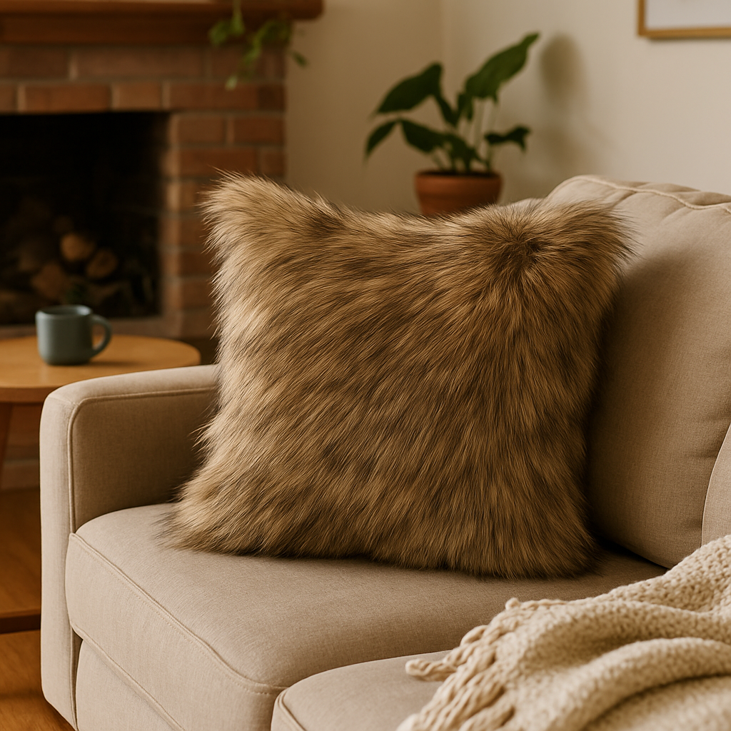 Gray Faux Fur Animal Print Luxury Throw Pillow