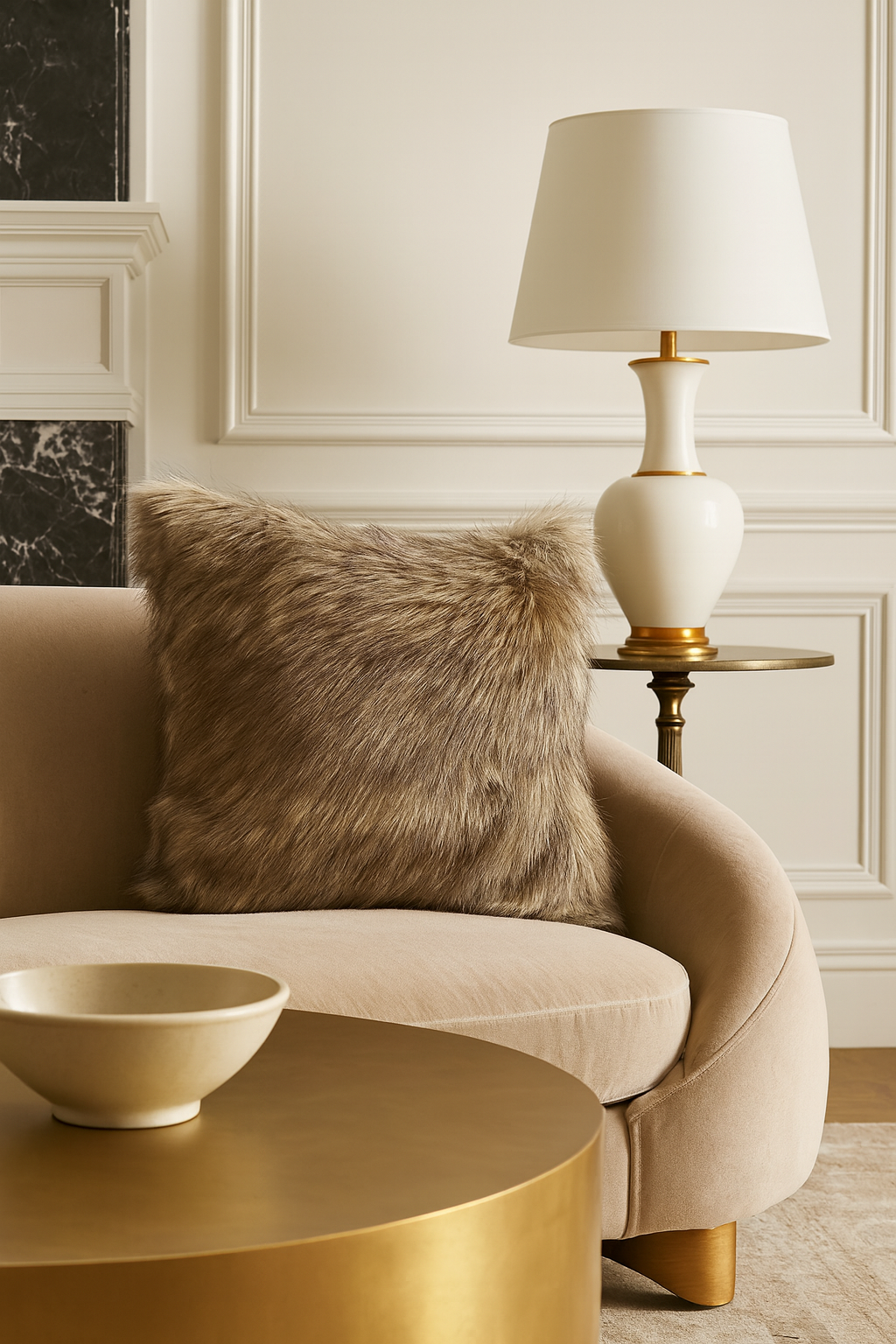 Gray Faux Fur Animal Print Luxury Throw Pillow