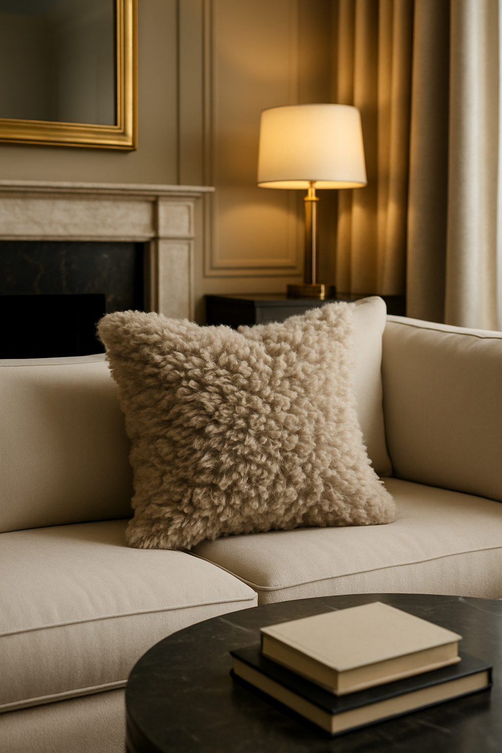 Champagne Faux Fur Luxury Throw Pillow