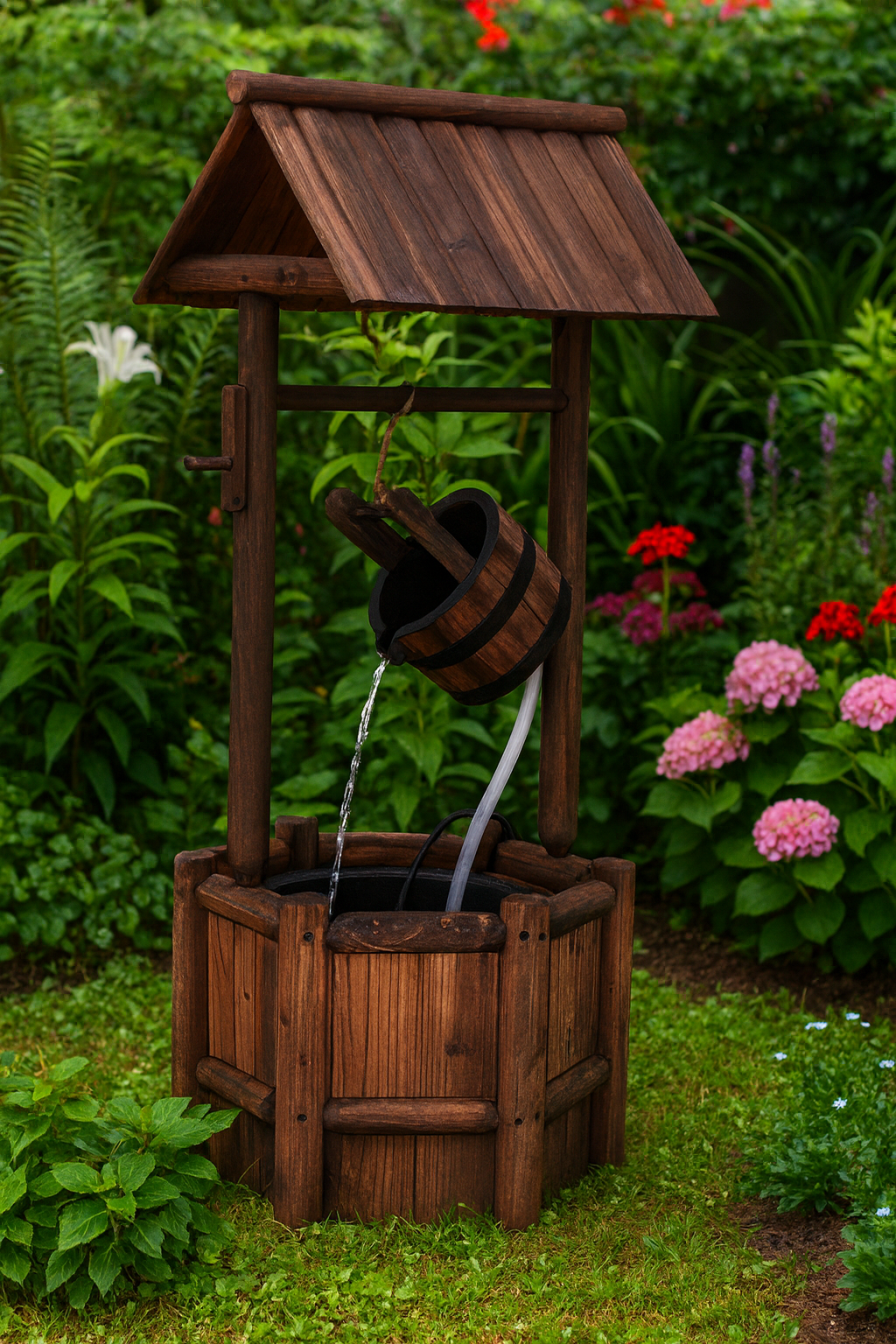 Rustic Wishing Well Water Fountain