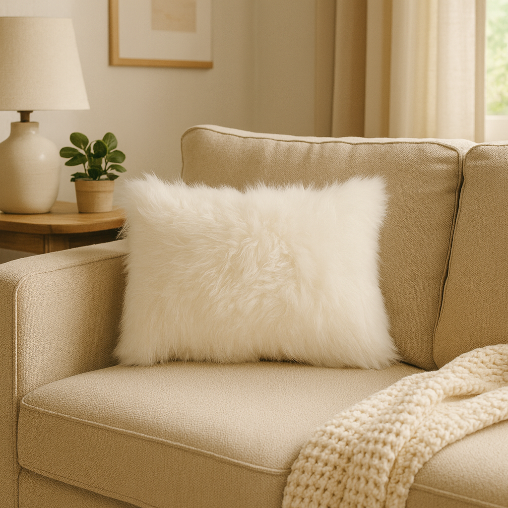Natural Sheepskin Throw Pillow