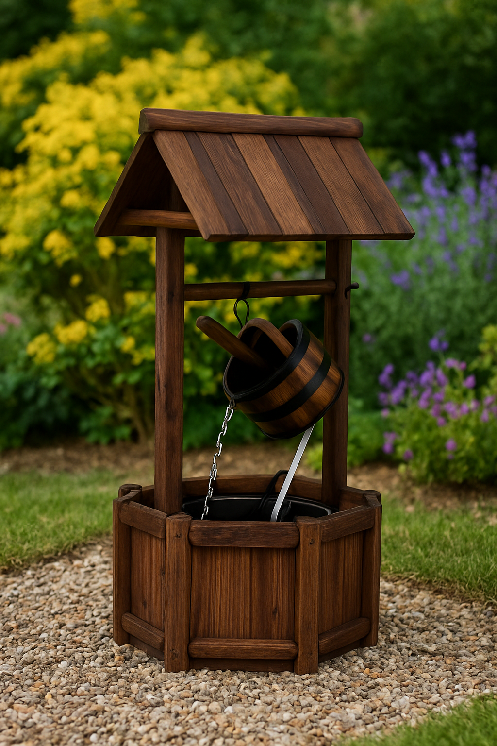 Rustic Wishing Well Water Fountain