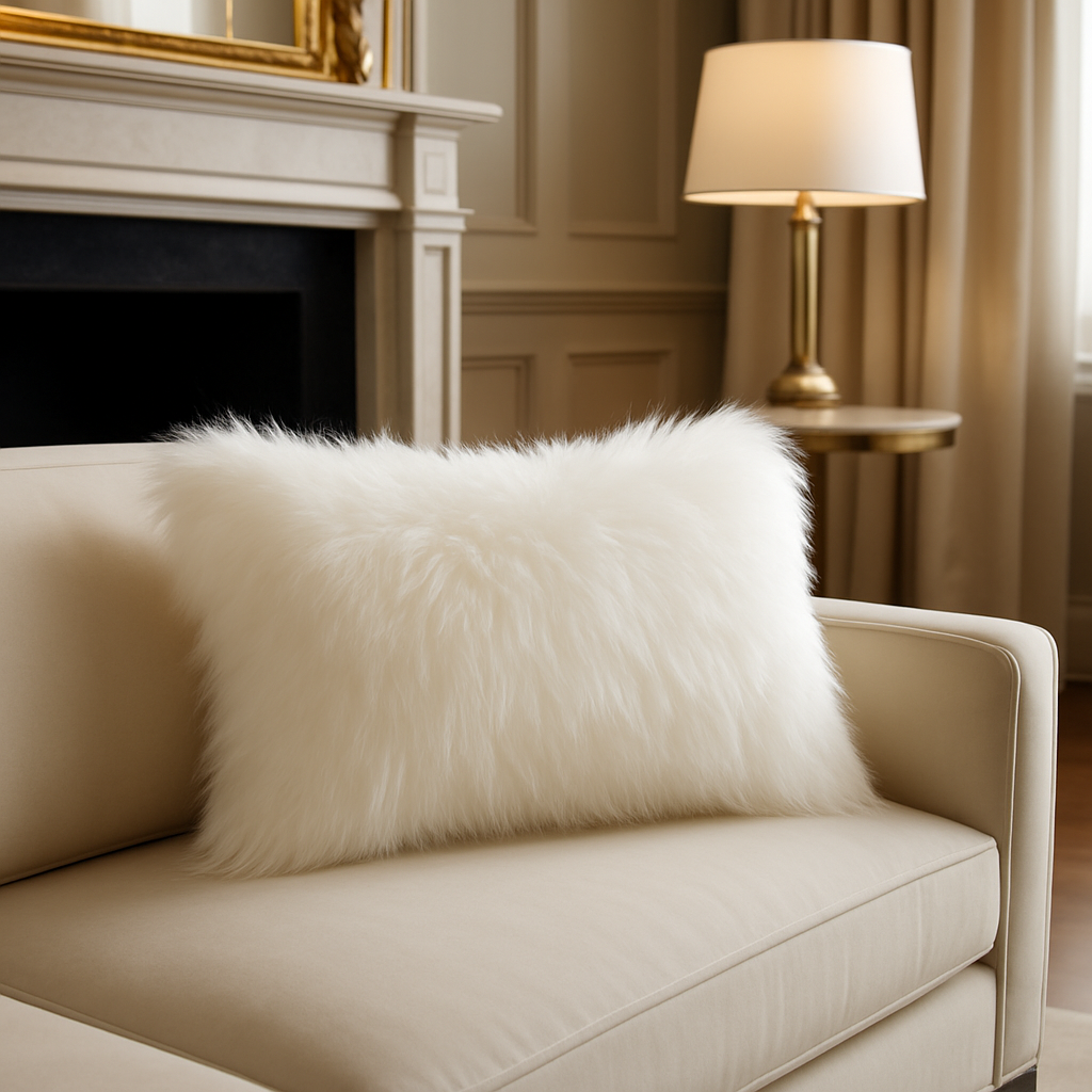 Natural Sheepskin Throw Pillow
