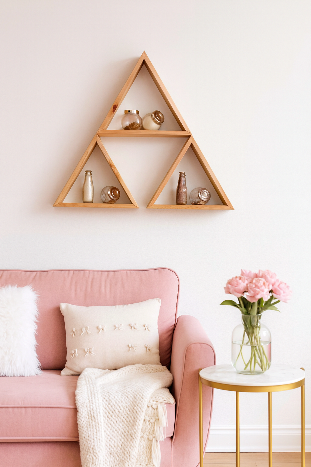Arlo Trio Wooden Wall Display Shelves – Hanging Triangle Set (3-Piece)