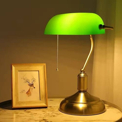 Antique Brass Banker's Lamp