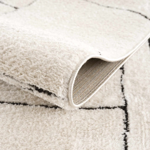 Black and White Geometric Striped Area Rug