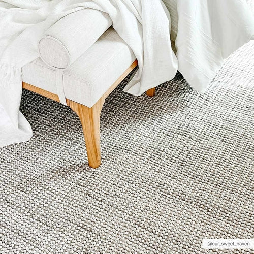 Cream Jute-Look Polyester Area Rug with Fringe