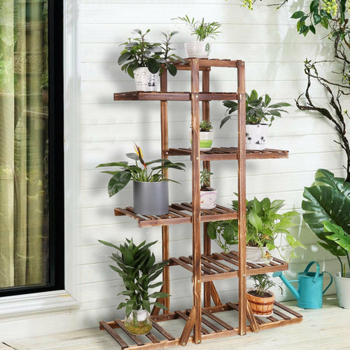 Verdant Tier 6-Level Indoor Wooden Plant Display Stand