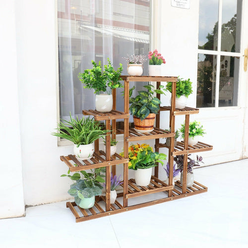 Evergreen Loft 9-Tier Indoor Wooden Plant Display Stand