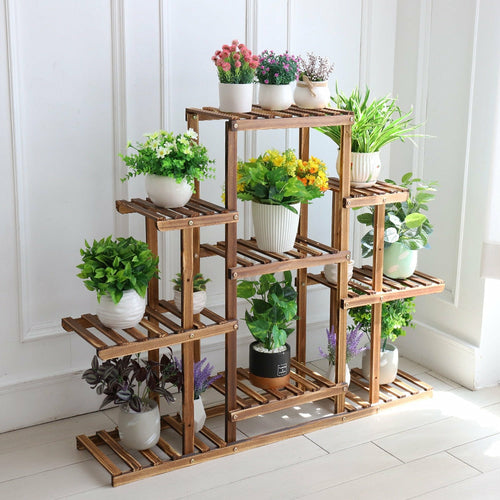 Evergreen Loft 9-Tier Indoor Wooden Plant Display Stand