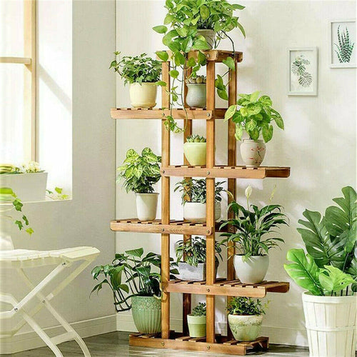 Verdant Tier 6-Level Indoor Wooden Plant Display Stand