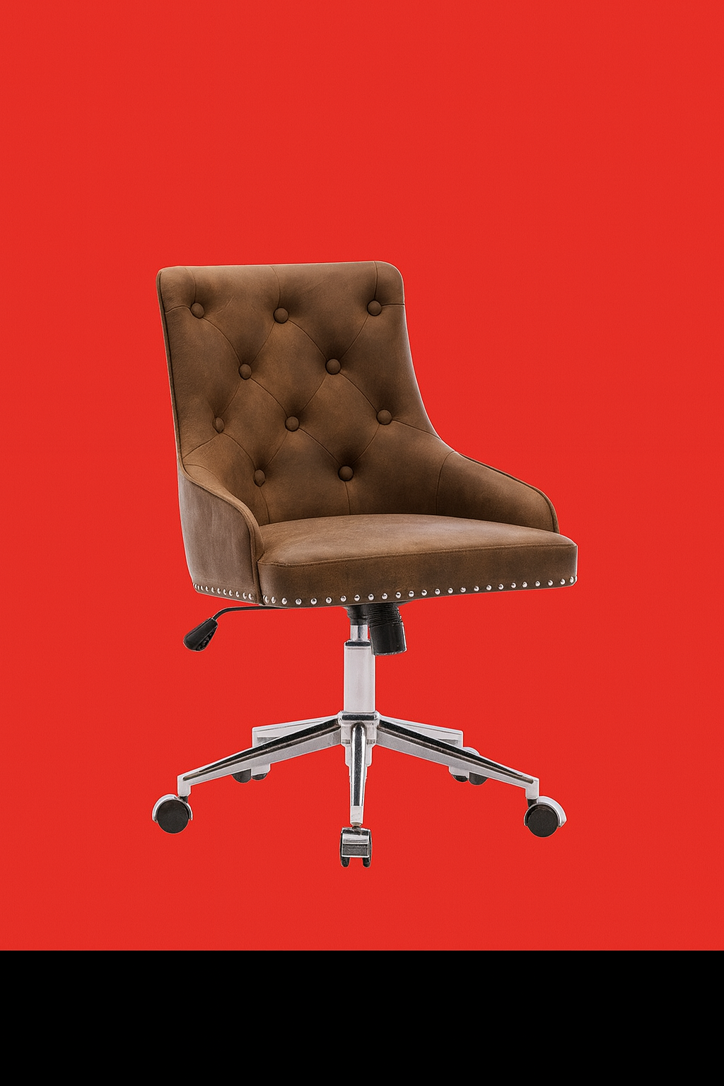 Linen Diamond-Tufted Swivel Office Chair with Rivet Detail