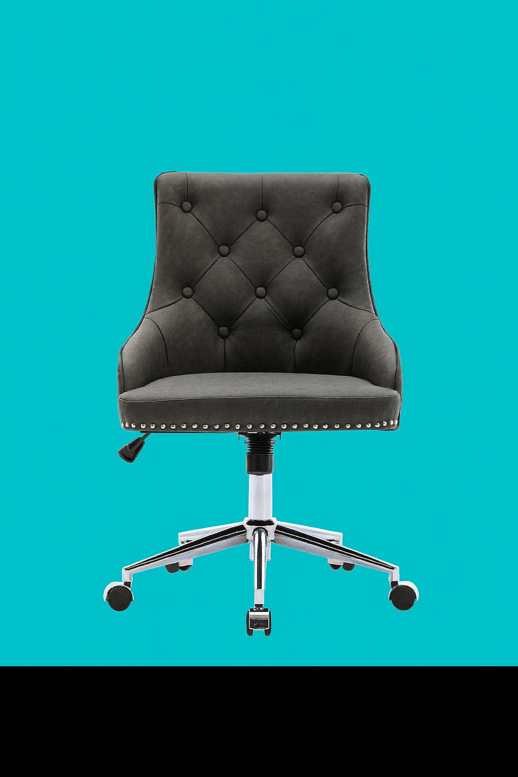 Linen Diamond-Tufted Swivel Office Chair with Rivet Detail