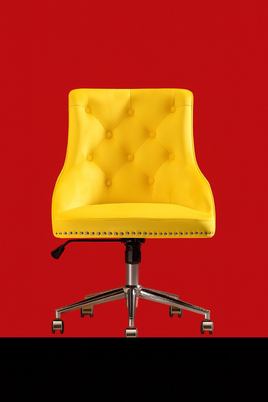 Linen Diamond-Tufted Swivel Office Chair with Rivet Detail