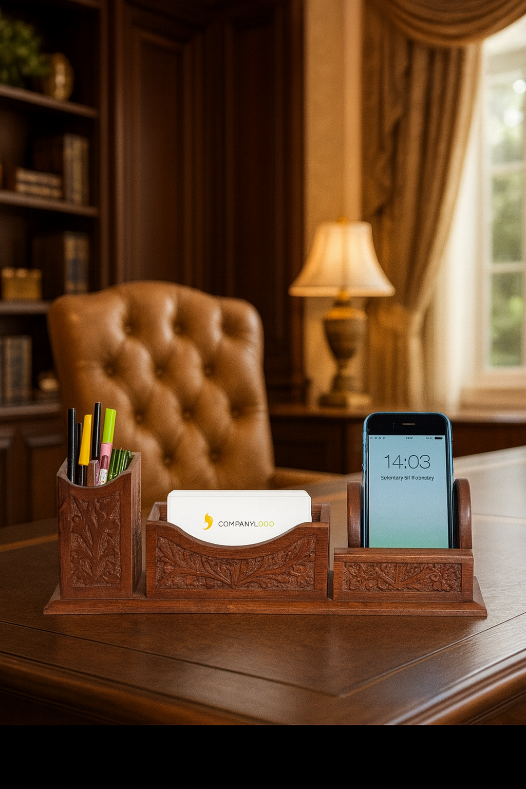 Handcrafted Rosewood Mobile Holder & Desk Organizer – Pen and Note Stand