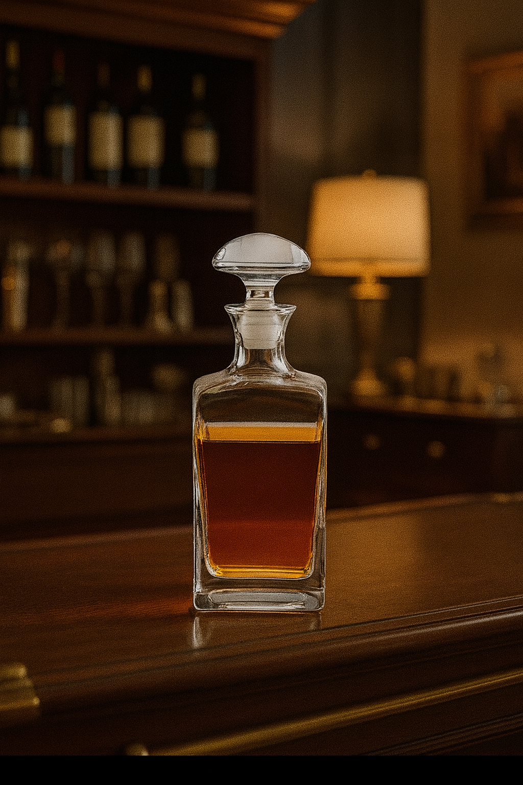 Mouth-Blown Lead-Free Crystal Whiskey Decanter – 34-Ounce Capacity