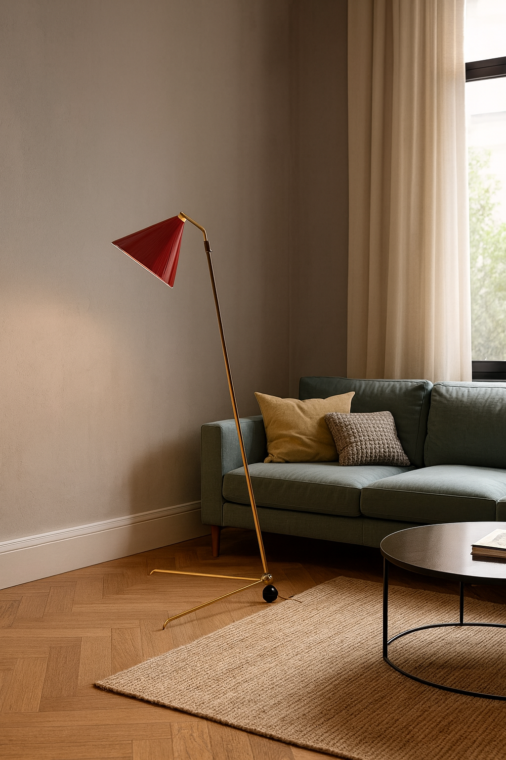 Mid-Century Italian Brass Floor Lamp – Sculptural Vintage-Inspired Lighting