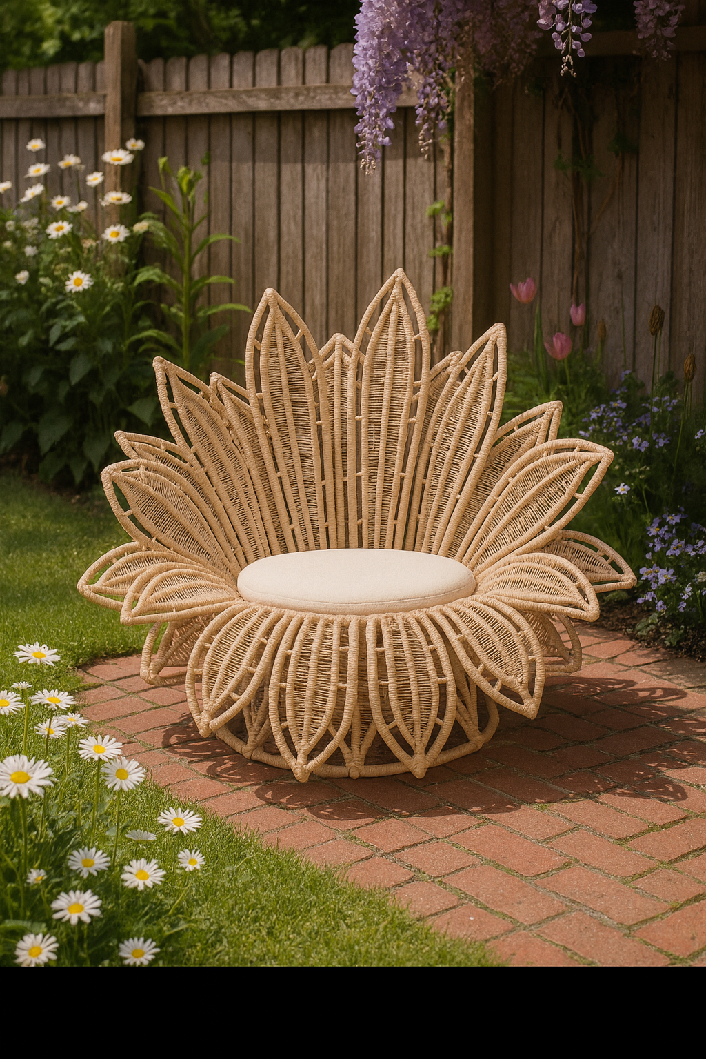 Bloom Rattan Petal Lounge Chair – Handwoven Statement Seating