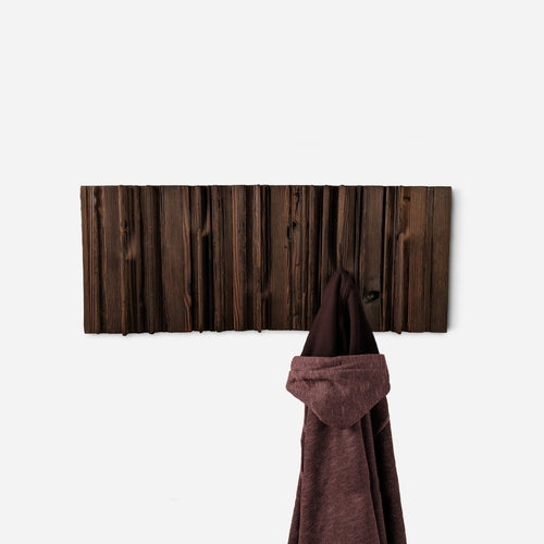 Handcrafted Coat Rack-- Wood & Brass Wall Art