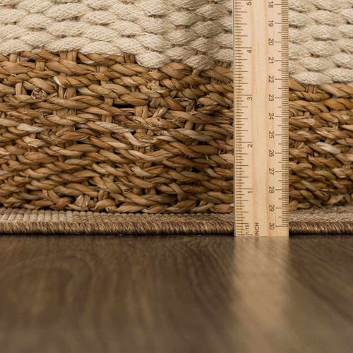 Camel and Brown Checkered Indoor/Outdoor Rug