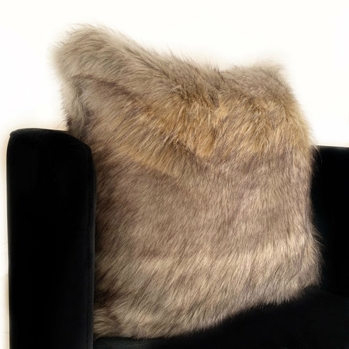 Gray Faux Fur Animal Print Luxury Throw Pillow