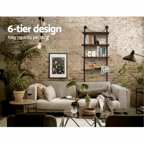 Iron & Pine Six-Tier Industrial Wall Shelf