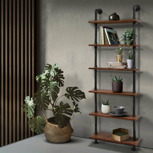 Iron & Pine Six-Tier Industrial Wall Shelf