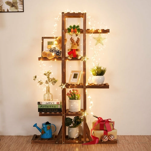 Verdant Tier 6-Level Indoor Wooden Plant Display Stand