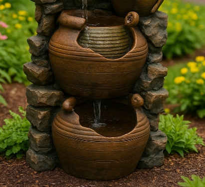 Pouring Pots Water Fountain with Integrated Planter