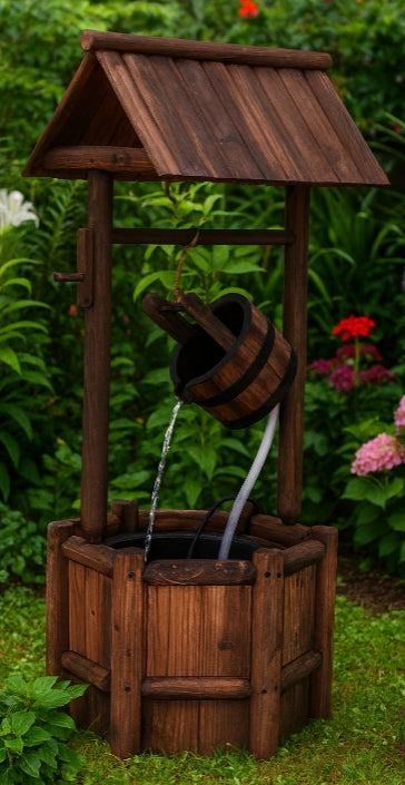 Rustic Wishing Well Water Fountain