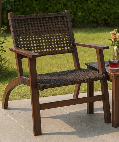 Sundara 3-Piece Wood & Rattan Outdoor Conversation Set